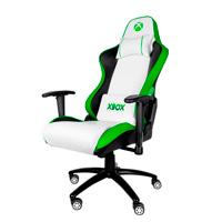 Esta es la imagen de silla gamer xbox by tech zone pro sx-00g6 / piel sintetica / blanco con verde / reclinable 90-160 / 120 kg / reposabrazos 2d
