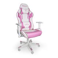 Esta es la imagen de silla gamer ocelot/color rosa con blanco/descansa brazos ajustables/ reclinable 90-155 grados/ soporta hasta 150kg