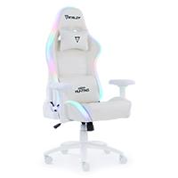 Esta es la imagen de silla gamer ocelot gaming rgb colo blanco/ base de metal/ descansa brazos ajustables de 4 dimensiones / angulo de inclinacion 155 grados/ soporta hasta 150kg/ cojin de descanso lumbar y cervical