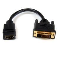 Esta es la imagen de cable adaptador de 20cm hdmi® a dvi - dvi-d macho - hdmi hembra - cable convertidor de video - negro - startech.com mod. hddvifm8in