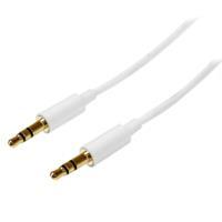 Esta es la imagen de cable de audio de 2m delgado slimline - estereo mini jack plug 3.5mm trrs - blanco - macho a macho - startech.com mod. mu2mmmswh
