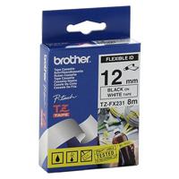 Esta es la imagen de cinta brother tzefx231 flexible negro sobre blanco de 12mm
