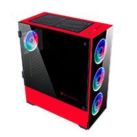 Esta es la imagen de gabinete gamer balam rush thinos gt990 / torre / e-atx - atx - micro atx - mini itx / 4 ventiladores argb / usb 3.0 / panel cristal templado / rojo / br-932257