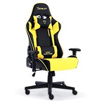 Esta es la imagen de silla gamer ocelot/color amarilla con negro/descansa brazos ajustables/ reclinable 90-155 grados/ soporta hasta 150kg