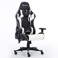 Esta es la imagen de silla gamer ocelot/color blanco con negro/descansa brazos ajustables/ reclinable 90-155 grados/ soporta hasta 150kg