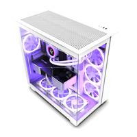 Esta es la imagen de gabinete nzxt h9 flow /blanco/vidrio templado/atx mid tower /con 4 ventiladores/gamer