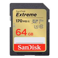 Esta es la imagen de memoria sandisk sdxc 64gb extreme 170mb/s 4k clase 10 u3 v30 sdsdxv2-064g-gncin