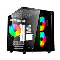 Esta es la imagen de gabinete gamer balam rush tank pro evo gm955 / mini torre / micro atx- mini itx / paneles removibles / iluminacion rgb / ventiladores incluidos / cristal templado / negro / br-937320