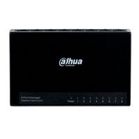 Esta es la imagen de switch/ dahua/ pfs3008-8gt-l/ switch de escritorio 8 puertos/ gigabit ethernet/ 10/100/1000/ diseño compacto/ capa 2/ switching 16 gbps/ velocidad de reenvio de paquetes11.9 mbps/ negro