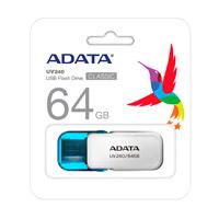 Esta es la imagen de memoria adata 64gb usb 2.0 uv240 blanco- azul (auv240-64g-rwh)