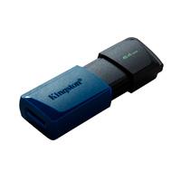 Esta es la imagen de memoria flash usb kingston data traveler exodia m 64gb gen 1 3.2 gen 1 c/tapa móvil negro + azul (dtxm/64gb)