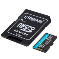 Esta es la imagen de memoria flash micro sd kingston sdxc canvas go plus 64gb 170r uhs-i u3 v30 c/adaptador (sdcg3/64gb)