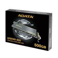 Esta es la imagen de unidad de estado solido ssd interno adata legend 800 500gb m.2 2280 nvme pcie gen 4x4 lect.3500 escrit.2800 mbs pc laptop minipc 3dnand disipador (aleg-800-500gcs)