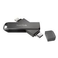 Esta es la imagen de memoria sandisk 256gb flash ixpand luxe para iphone/ipad lightning/tipo-c negro giratoria tapa de plastico sdix70n-256g-gn6ne