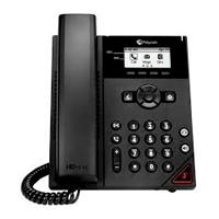 Esta es la imagen de telefono ip hp poly 911n0aaac3 vvx 150/ 2 linea pantalla lcd 2.5 pulgadas 4 teclas programables poe 2 puertos 10/100 altavoz color negro no incluye fuente poder