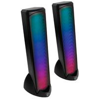 Esta es la imagen de bocinas inalambricas bluetooth luz rgb conector usb sonido estereo 2.0 vortred by perfect choice aura - negro//sustituye a spk-2099/v-930273