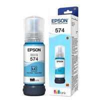 Esta es la imagen de botella de tinta epson modelo t574 cyan claro para l8050