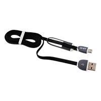 Esta es la imagen de cable 2 en 1 micro usb/tipo lightning ghia 1.0 mts usb 2.1 carga y transferencia de datos con protector para entrada y salida negro/gris