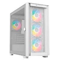 Esta es la imagen de gabinete gamer balam rush / media torre / carbono twin mate 8000 / micro-atx mini-atx / 4 ventiladores argb / panel izq cristal + frente intercambiable cristal- mesh / blanco / br-938785