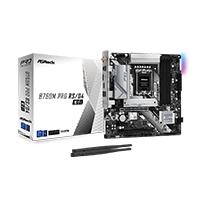 Esta es la imagen de mb asrock b760m pro rs de wifi/14th 13th 12th va gen/lga 1700/128 gb ddr 5333mhz/1 pcie 4.0x16/1 pcie 4.0x1/4 sata3/2 hyper m.2/ 2 usb tipo c/5 usb 3.2/6 usb 2.0