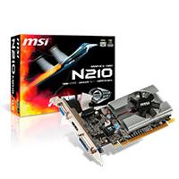 Esta es la imagen de tarjeta de video msi nvidia n210/pcie x16 2.0/1gb ddr3/hdmi/vga/dvi/1x ventilador/bajo perfil/gama basica