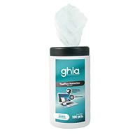 Esta es la imagen de toallitas humedas limpiadoras ghia 100 pzs proteccion antibacterial