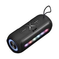 Esta es la imagen de bocina bluetooth ghia bx201 negra / 5wx2 / aux / radio fm/ micro sd card/usb /tws/rgb led