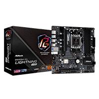 Esta es la imagen de mb asrock b650m phantom gaming lightning wifi/amd am5/192 gb ddr5 7600mhz/1 pcie 4.0x16/1 pcie 3.0x16/4 sata3/2 hyper m.2/1 m.2 key-e para wifi/2 usb c/6 usb 3.2/6 usb 2.0/1 hdmi/1 displaport