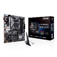 Esta es la imagen de mb asus b550 amd s-am4 3a gen/4x ddr4 2666/hdmi/dvi/d-sub/m.2/6x usb 3.2/wifi/bluetooth/micro atx/gama media/rgb