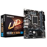 Esta es la imagen de mb gigabyte h610m k intel s-1700 14va gen/2xddr4 3200mhz/pcie 4.0 x 16/hdmi/2xusb 3.2/m.2/micro atx/gama basica