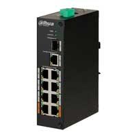 Esta es la imagen de switch poe/ dahua/ pfs3110-8et-96/ de 10 puertos/ 8 ptos poe/ 1 pto sfp de 1000 mbps/ 1 pto rj45 10/100/1000/ 96 watts totales/ soporta poe watchdog/ switching 7.6 gbps/ tasa de reenvio de paquetes d