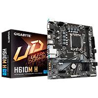 Esta es la imagen de mb gigabyte h610m h s-1700 12va 13va 14va gen / 2x ddr5 5600 / vga / hdmi / pcie 4.0 / usb 3.2 / micro atx / gama baja