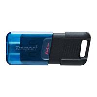 Esta es la imagen de memoria flash usb kingston data traveler 80m 64gb gen 1 3.2 tipo c negro + azul (dt80m/64gb)