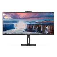Esta es la imagen de monitor curvo aoc 34 panel va / frecuencia 100hz / t.d.r  4 ms / flicker free / low blue light / color negro/ hdmi / vga / displayport / aspecto 21:9 / resolucion 3440 x 1440 / brillo 300 cd/m2
