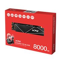 Esta es la imagen de unidad de estado solido ssd interno xpg gammix s70 blade 8000gb m.2 2280 nvme pcie gen 4x4 lect.7400 escrit. 6100 mbs 3dnand pc laptop minipc con disipador gamer (agammixs70b-8000g-cs)