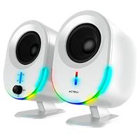 Esta es la imagen de bocinas acteck dynamic exact bs630 / para escritorio / indicador de led / sonido estereo / inalambrica / bluetooth 5.0 - aux 3.5 mm - usb / 20 w / 60 hz - 20 khz / blanco / ac-935876