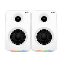 Esta es la imagen de bocinas acteck dynamic exact r bs700 / rca - hdmi arc - usb - bluetooth 5.3 / 50 w / iluminacion rgb 7 modos / 6 hz - 18 khz / 60 db / sonido envolvente y potente / blanco / ac-940825