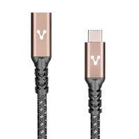 Esta es la imagen de cable extensión vorago cab-127 tipo c hembra-tipo c macho 1 metro 100w negro
