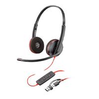 Esta es la imagen de diadema hp poly 8x228a6 blackwire c3220 | alambrica binaural | usb-a usb-c | reduccion de ruido con microfono | control en el cable | color negro con naranja