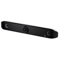 Esta es la imagen de equipo de videoconferncia hp poly 8d8l9aaabm x52 tc10/ para salas medianas 4 x 6 mts barra con camara microfonos y altavces con controladra tc10 tenologia de seguimiento y encuadre automatico
