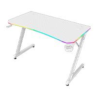 Esta es la imagen de escritorio gamer balam rush olympus spot glow pro mrx8000 / ergonomico / estructura z / antirrayas / portavasos y gancho para audifonos / iluminacion rgb / blanco / br-941389