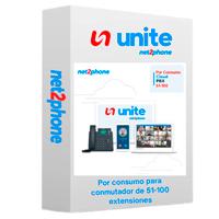 Esta es la imagen de extension por consumo - net2phone - para conmutador telefonico en la nube unite de 51 a 100 usuarios - licencia por usuario - renta mensual mas consumo - entrega electronica
