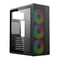 Esta es la imagen de gabinete acteck essen pro x gm767 / media torre / atx - m-atx - itx / iluminacion rainbow / lateral cristal templado / ventiladores incluidos / no incluye fuente de poder / negro / ac-941709