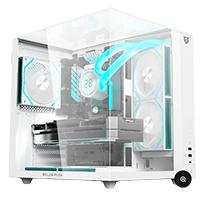 Esta es la imagen de gabinete gamer balam rush tank majestic 6600 / media torre / atx/micro atx- mini itx / ventiladores argb 3x120 mm / triple panel de cristal templado / blanco / br-941532