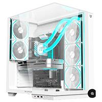Esta es la imagen de gabinete gamer balam rush tank majestic 7600 / media torre / atx/micro atx- mini itx / ventiladores argb / triple panel de cristal templado / blanco / br-941501