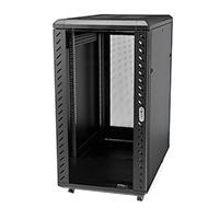 Esta es la imagen de gabinete rack para servidores 18u 19 4 postes - rack de servidores con cerradura y seguro - rack con ruedas y rieles de montaje ajustables para equipo de red startech
