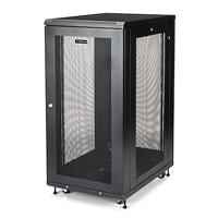 Esta es la imagen de gabinete rack para servidores 24u 19 4 postes - rack de servidores con cerradura y seguro - rack con ruedas y rieles de montaje ajustables para equipo de red startech