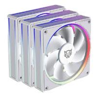 Esta es la imagen de kit 3 ventiladores balam rush eolox bora exb85 / potencia de enfriamiento / velocidad 1600 rpm / silencio imbatible / conexión pwm + aura  / argb / blanco / br-942133