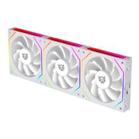 Esta es la imagen de kit de ventiladores gamer balam rush eolox link-r exl95r / kit de 3 / aspas invertidas / silencioso / 800-1800 rpm ajustable / 47.2 cfm / argb / rodamiento hidraulico / blanco / br-942119