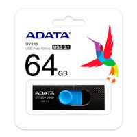 Esta es la imagen de memoria adata 64gb usb 3.2 uv320 retractil negro-azul (auv320-64g-rbkbl)